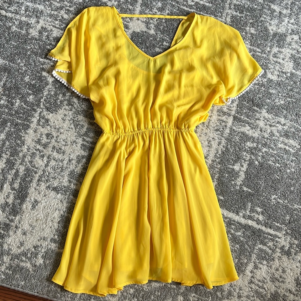 GB girls Yellow Flutter Sleeve Mini Dress